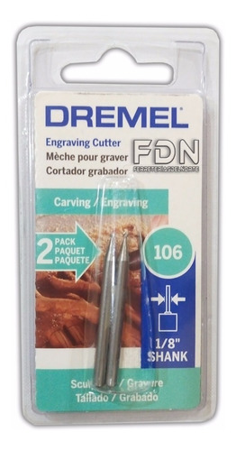 Fresas Dremel Dr 106 1/16  (1.60mm) Blister X 2 U. - Fdn