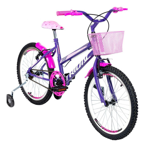 Bicicleta Aro 20 Feminina Infantil Roda Lateral Lilás Jcwt