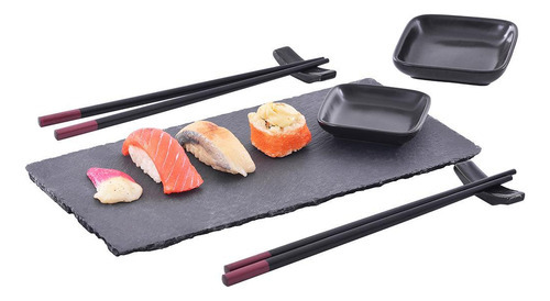 Conjunto Para Sushi Com Dois Pares De Hashi Tabua Ardósia