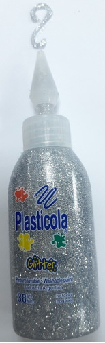 Adhesivo Lavable Glitter 38 Grs Plasticola Color plata