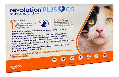 Revolution Plus Pipeta gatos de 2,5 kg a 5 kg | Antiparasitario