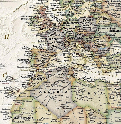 Imagem 5 de 6 de Mapa Mundi Super Grande 65x100cm Estilo Antigo Lindo