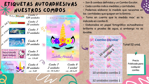 Combo De Etiquetas Autoadhesivas Escolares