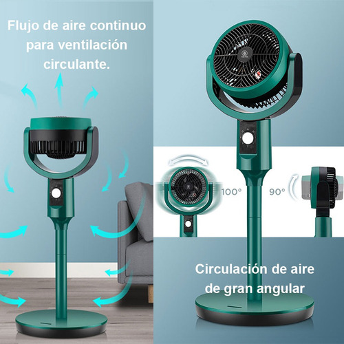 Ventilador De Pedestal Pie Cm-top 3 Velocidades Circulador Oscilación Horizontal Vertical Altura Ajustable Verde