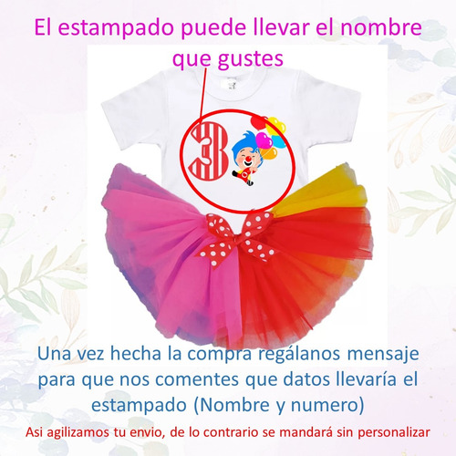 Disfraz Payasito Traje Tutu Playera Cumpleaños 3a4 Años