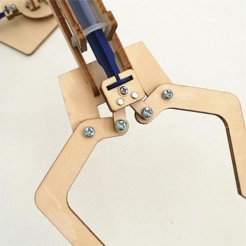 Brazo Robot Garra Hidraulica Madera, Kit De Ciencia Diy Stem