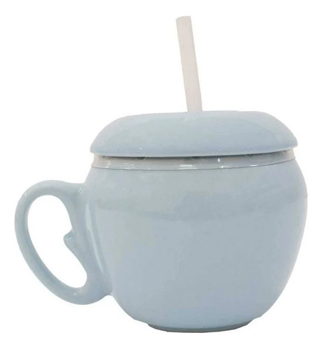 Taza Disney Princesas De Cerámica Con Tapa 240ml 1pz Color Azul Claro Cenicienta