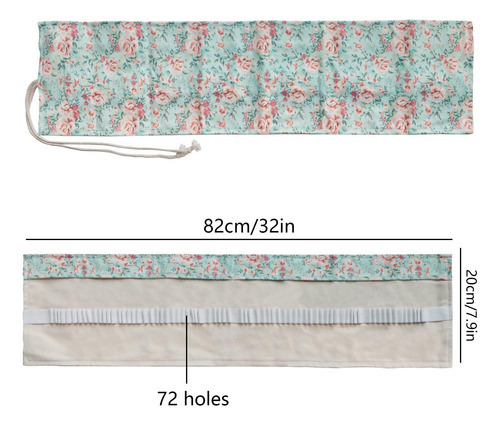 Yitexin Envoltura De Rollo De Lápiz De Lona Con 72 Ranuras, Flor.