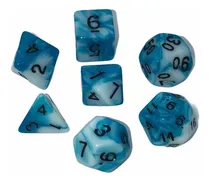 Comprar Set Dados Juegos Rol 7 Dados Azul Con Blanco Marmoleado