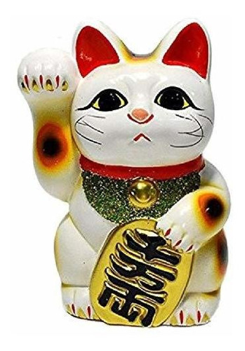 Hecho En Japón Lucky Cat 6.3 '' Tokoname Porcelana Blanca Ma