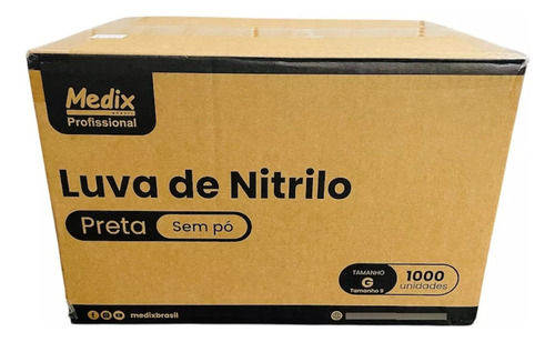 Luva Nitrilica Preta Medix Profissional S/ Pó Atacado 1000un Cor Preto Tamanho M