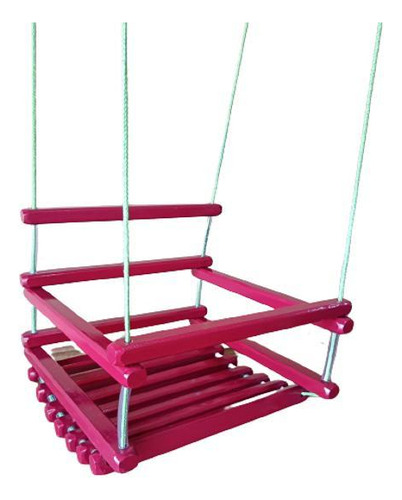 Balanço Gangorra Infantil Madeira 35x35 Rosa Suporta 80kg