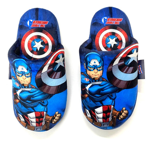 Pantufla Infantil Capitan America Peluche Invierno Avenger C