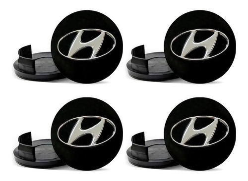 Imagem 1 de 5 de 4 Carlota Tampinha Emblema Roda Hyundai Creta Elantra Preto