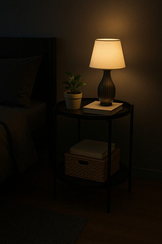Mesa Lateral Auxiliar 2 Niveles Madera 42x42x52cm Moboi Negro