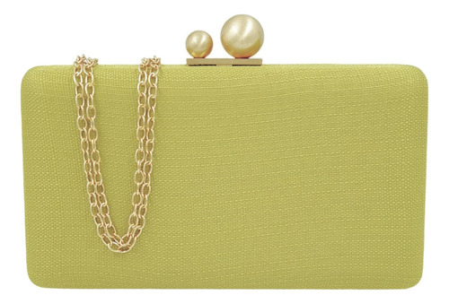 Bolsa De Festa Clutch Linho Carteira De Mão Com Alça Feminin Cor Verde-limão