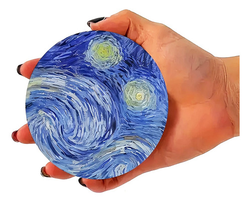 Posavasos Van Gogh Noche Estrellada - Madera - (set De 6) Noche Estrellada Azul Oscuro