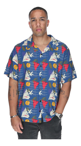 Camisa Hombre Tropical Geometry Azul Burton