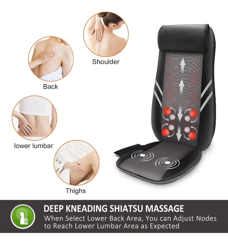 Asiento Masajeador Con Terapia De Calor Flexible Espalda