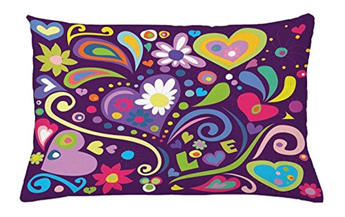 Ambesonne Love Throw Pillow Cojín, Love Sixties Inspirado Ar