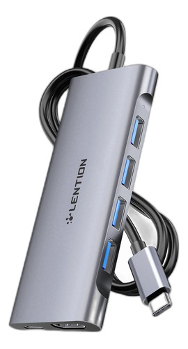 Lention Cable Largo Usb C Multipuerto Hub Con 4k Hdmi, 4 Usb