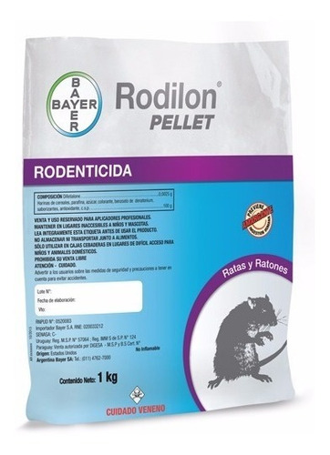 Raticida Rodilon Pellets De Bayer X 1kg