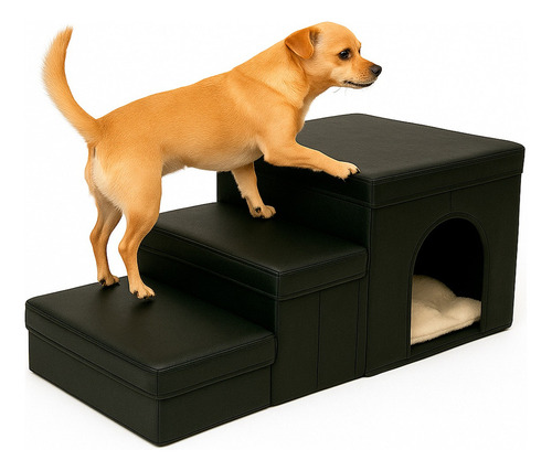 Escada Toca Cama Caminha Dobravel Viagem Cães E Gatos Cor Preto