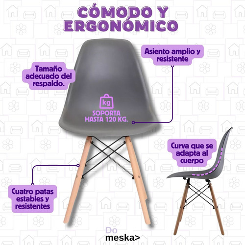 Set 6 Sillas Eames Minimalista Para Jardin Salas Comedor