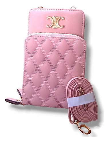 Cartera Porta Celular Tipo Bandolera Color Rosa  