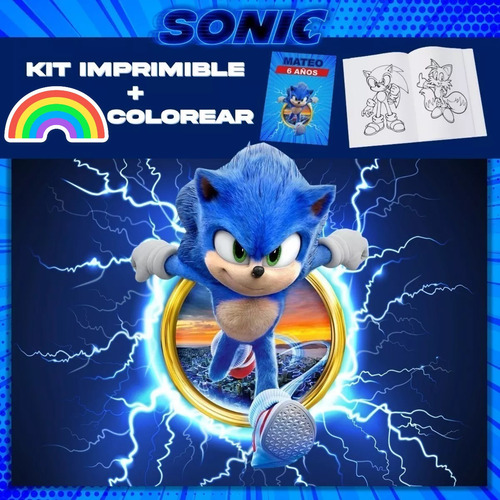 Kit Imprimible Sonic Editable + Kit Para Colorear