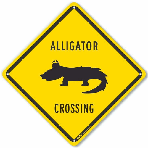 Cartel Plastico Texto  Alligator Crossing  10.0 X In