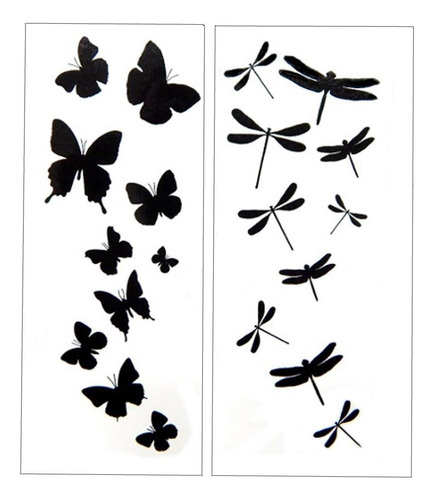 Tatuagens De Tatuagem De Silhueta Preta De Libélula E Borbol
