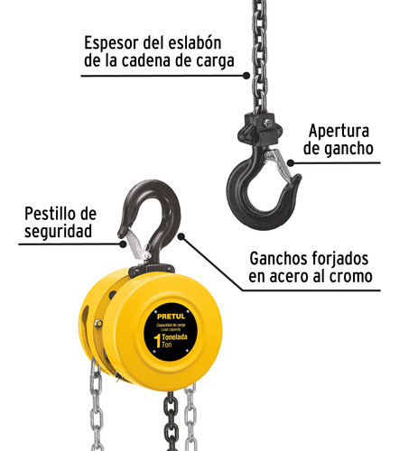 Polipasto De Cadena De 1 Ton Triple Engranaje Pretul 27127