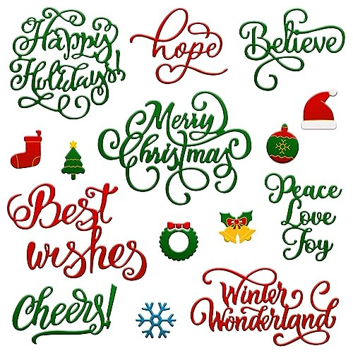 21 Pieces Christmas Die Cuts Words Cutting Dies Christm...