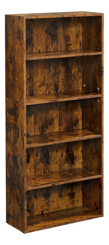 Biblioteca Vasagle Ulbc165x01 Color Café Rústico + Negro. De Metal 183cm X 72cm X 33.7cm Con 3 Estantes