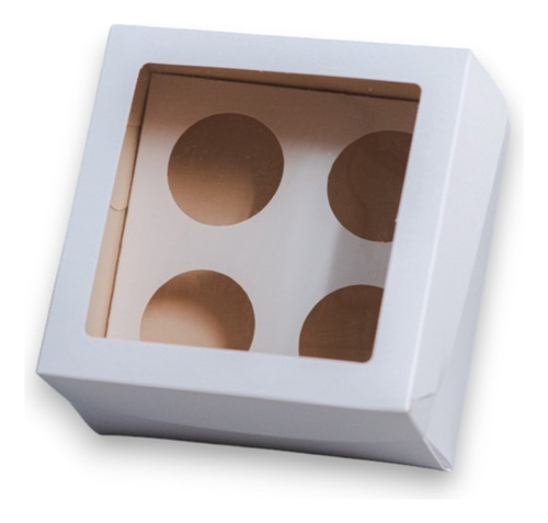 Caja Cupcake X4 C/ Visor (x 50 U.) Muffin Pvc Acetato - 037 Bauletto