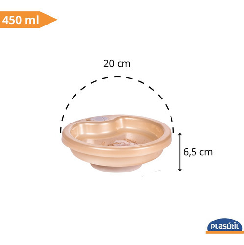 Kit Alimentação Prato Térmico E Caneca 330 Ml Com Alça Cor Coroa Ursinho
