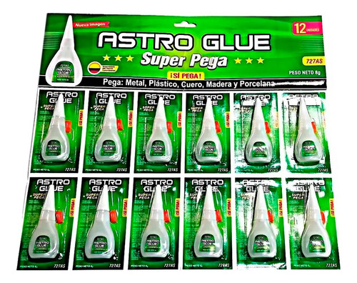 Pegante Instantáneo X 12 Super Astro Glue Super Pega Cartón