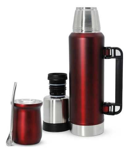 Set De Mate Termo 1.2l + Mate + Bombilla Acero Inoxidable