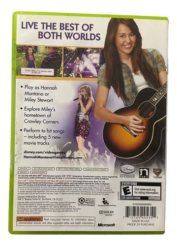 Disney Hannah Montana The Movie Para Xbox 360 Físico (Usado)