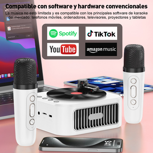 Altavoz Bluetooth Portátil Máquina Karaoke Con 2 Micrófonos