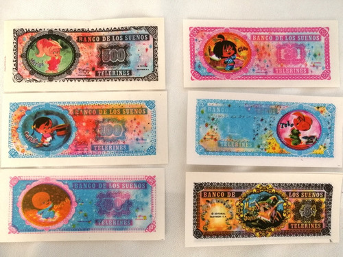 6 Billetes Antiguos Del Banco De Los Sueños Telerines 70s
