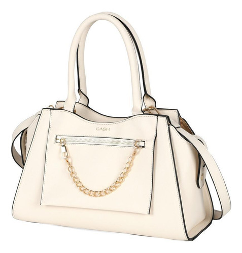 Bolsa Grande Offwhite Alça Dupla Bolso Frontal Tiracolo