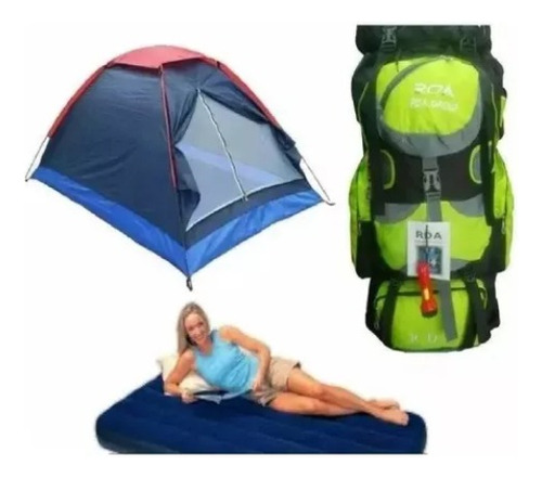 Combo Carpa Camping 6 Per + Colchon+ Bomba +morral 