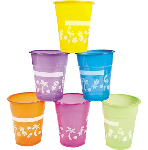 Vasos Luau Desechables (50 Vasos) Colores Brillantes Ca...