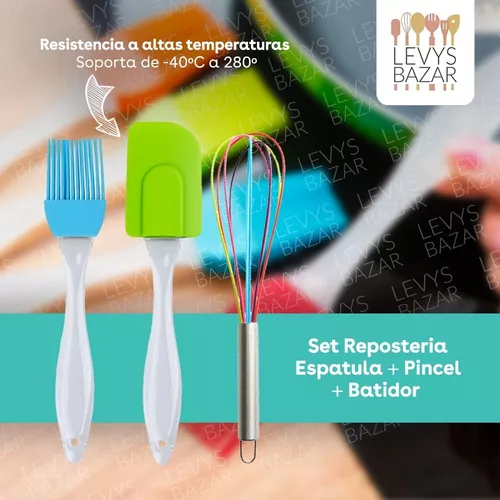 Set Reposteria Espatula + Pincel + Batidor Silicona Cocina