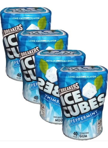 4x Ice Breakers Ice Cubes Peppermint Gum Chicles 