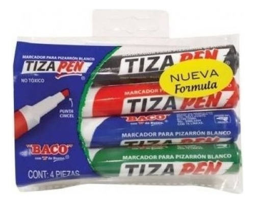 Marcador Para Pizarron Blanco Baco Tizapen 4 Colores 5051 /v