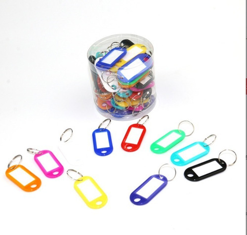 Llaveros Id Porta Etiquetas De Plástico 100 Colores Surtidos