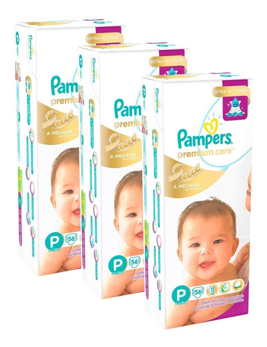 Kit Fralda Pampers Premium Care Tamanho P Com 168 Unidades